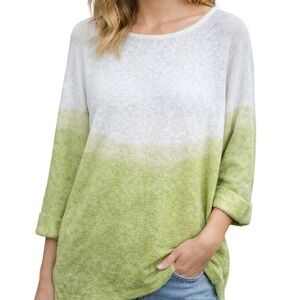 🔴 5 for $25! People Like Frank Sweater Ombré Bell Sleeve Green/White Size Medium